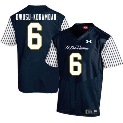 Notre Dame Fighting Irish Men's Jeremiah Owusu-Koramoah #6 Navy Under Armour Alternate Authentic Stitched College NCAA Football Jersey KOP5899WP